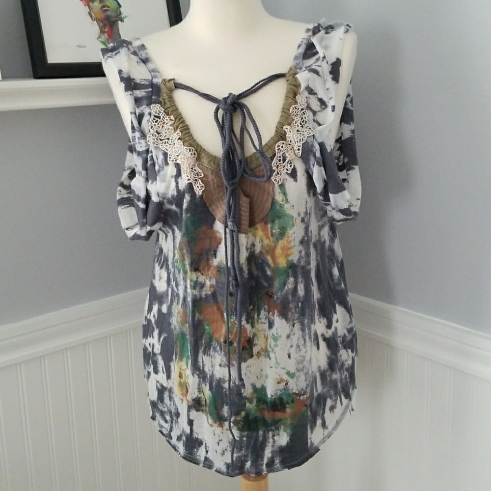 Free People Bohemian Layer Front Tie Top M